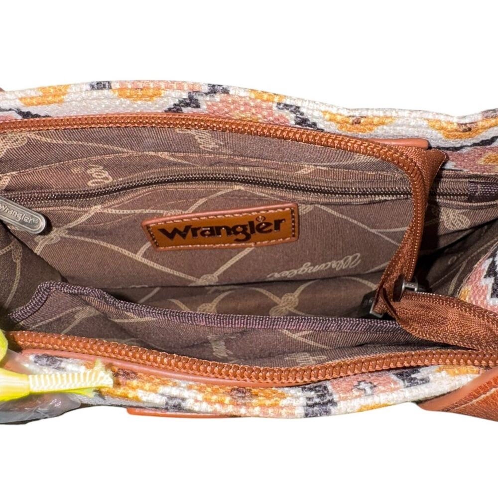 NWT! Wrangler Southwestern Small Canvas Tote/Crossbody in Coffee - Picture 10 of 13